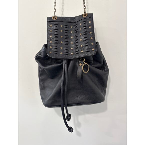 Frye Black Leather Backpack Gold Hardware main image 10